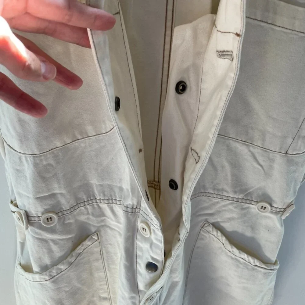 pistola Parker Short Romper Ecru Off White Lightweight Denim Casual Size L - Picture 4 of 9